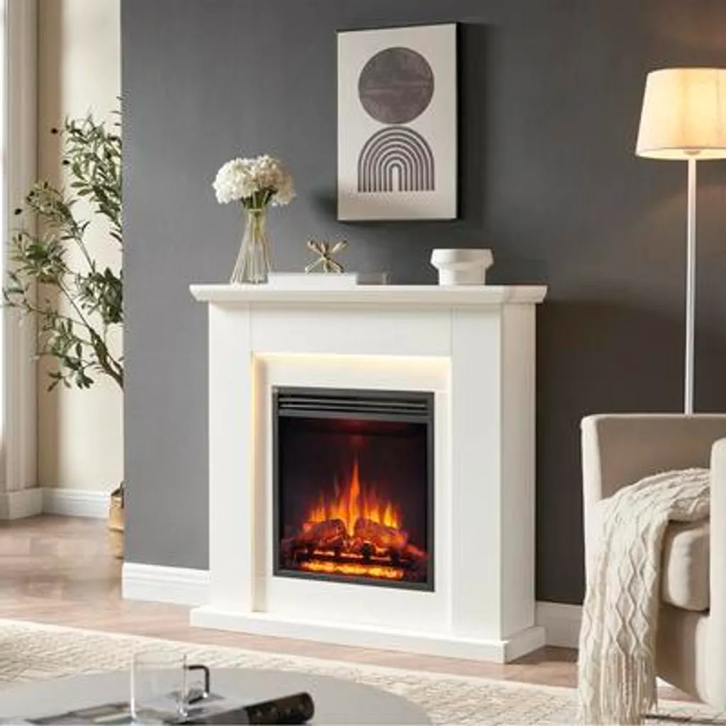 Cheminée électrique décorative blanche BALDERIA Pandora 2000 Watts