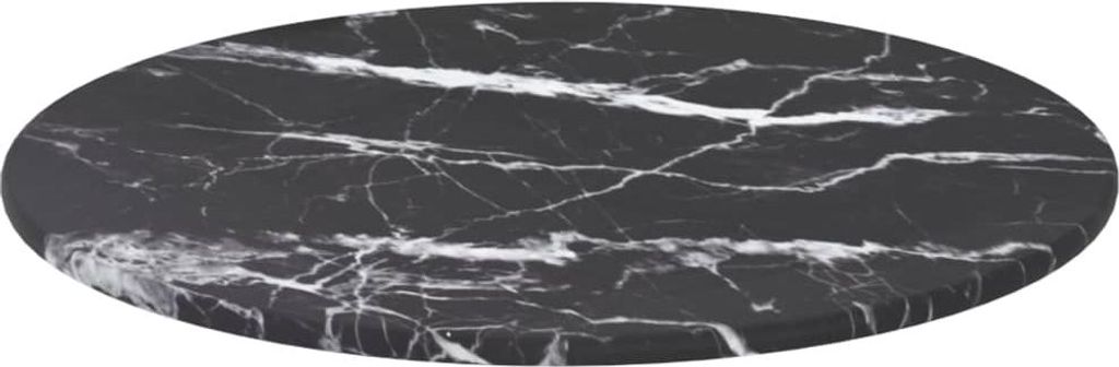vidaXL Tischplatte Schwarz Ø30x0,8 cm Hartglas in Marmoroptik