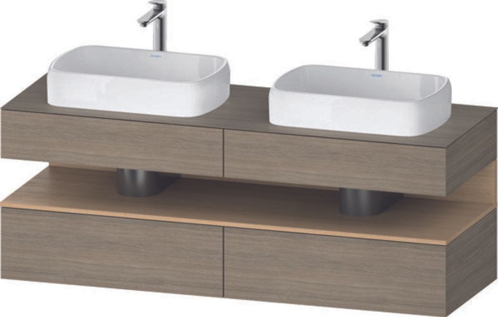 Duravit Qatego Konsolenwaschtischunterbau, 2 Auszüge, 2 Schubkästen, 2 Ausschnitte, 1600x550x600mm, Nische Eiche Natur, QA4779030350010