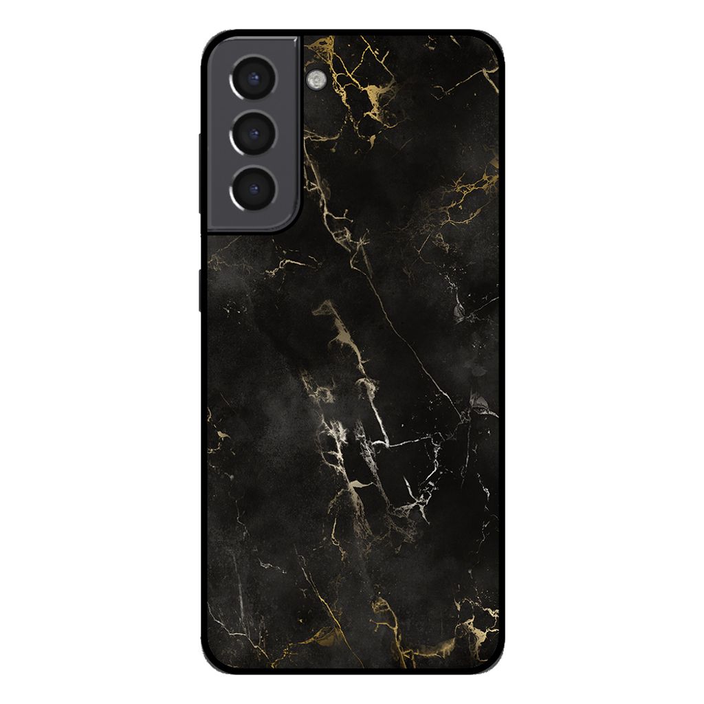 Smartphonica Handytasche für Samsung Galaxy S22 Plus mit Marmordruck - TPU Rückseite Abdeckung Fall Marmor Design - Schwarz
