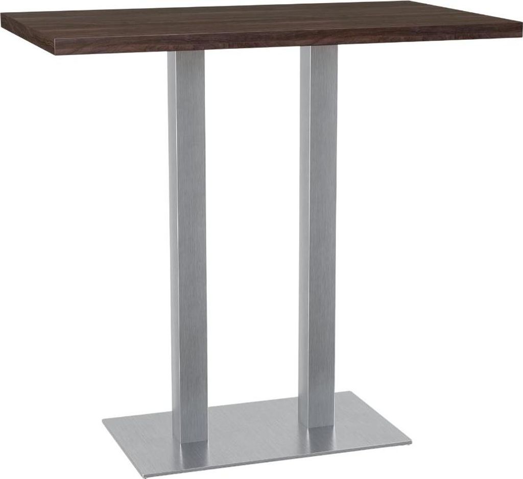 Gastro Stehtisch 120x70 cm | Walnuss | Edelstahl Gestell