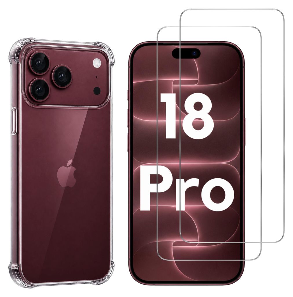 Stoßfeste Hülle für iPhone 18 PRO und 2 Displayschutzfolien Produktbild 