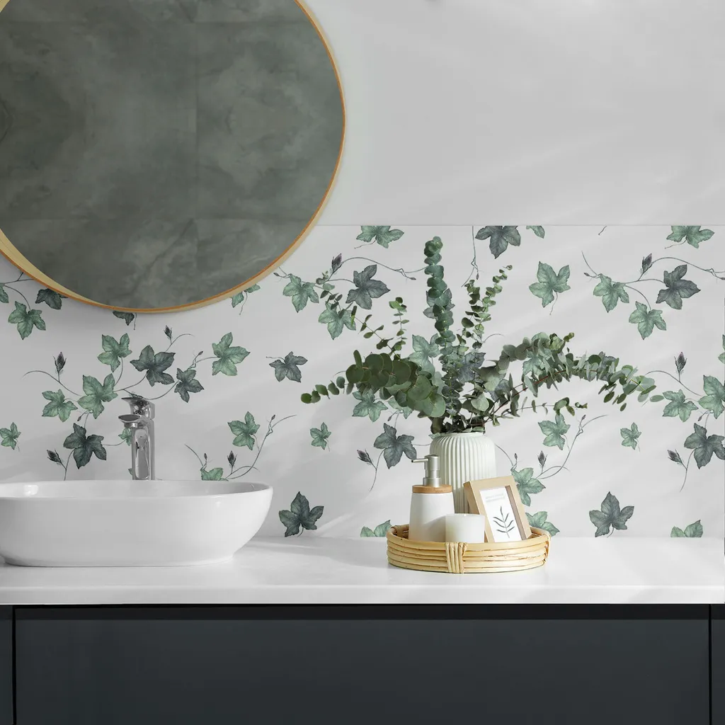 Decorazione Parete Foglie: 4 Piastrelle Autoadesive 50x50 cm Living - 3