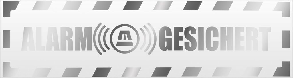 Kiwistar Alarm gesichert gestreift Magnetschild Schild magnetisch - 30cm Chrom - Magnetfolie für Auto PKW Kfz