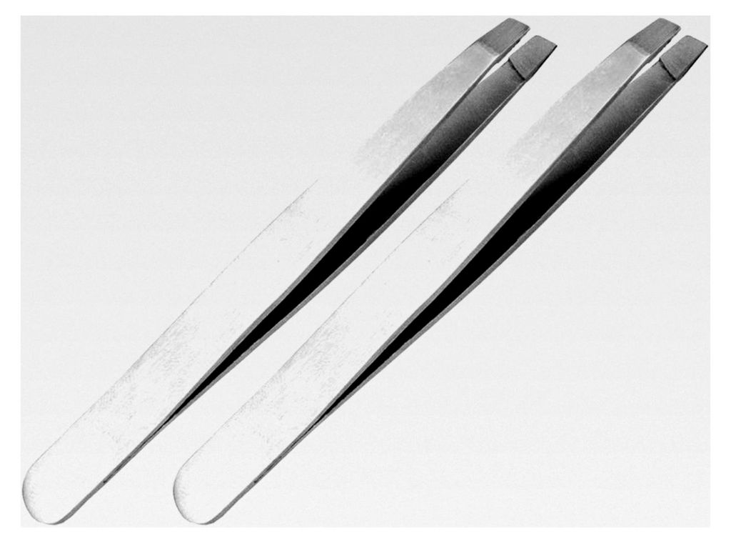 2 x Pinzette für Augenbrauen - Haarzupfpinzette - kosmetische Pinzette - schräg - Edelstahl