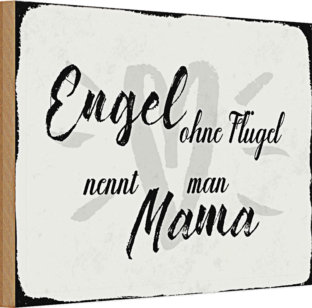 Holzschild Spruch 30x20cm Engel ohne Flügel Mama Herz