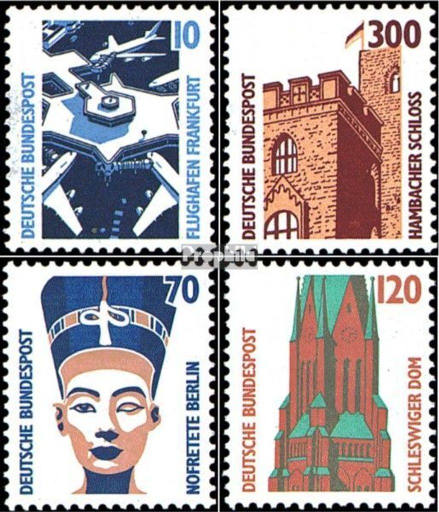 Briefmarken BRD (BR.Deutschland) 1988 Mi 1347A-1348A,1374-1375 (kompl.Ausg.) gestempelt Sehenswürdigkeiten (II)