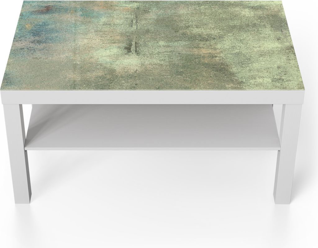 DEQORI Couchtisch 90x55 cm Weiß 'Patina-Poesie' Glas Beistelltisch Glastisch modern