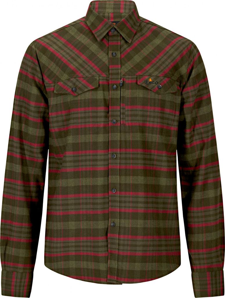 il Lago Prestige Flannel Hemd Bjarne Herren (Oliv/Rot) Größe 3XL
