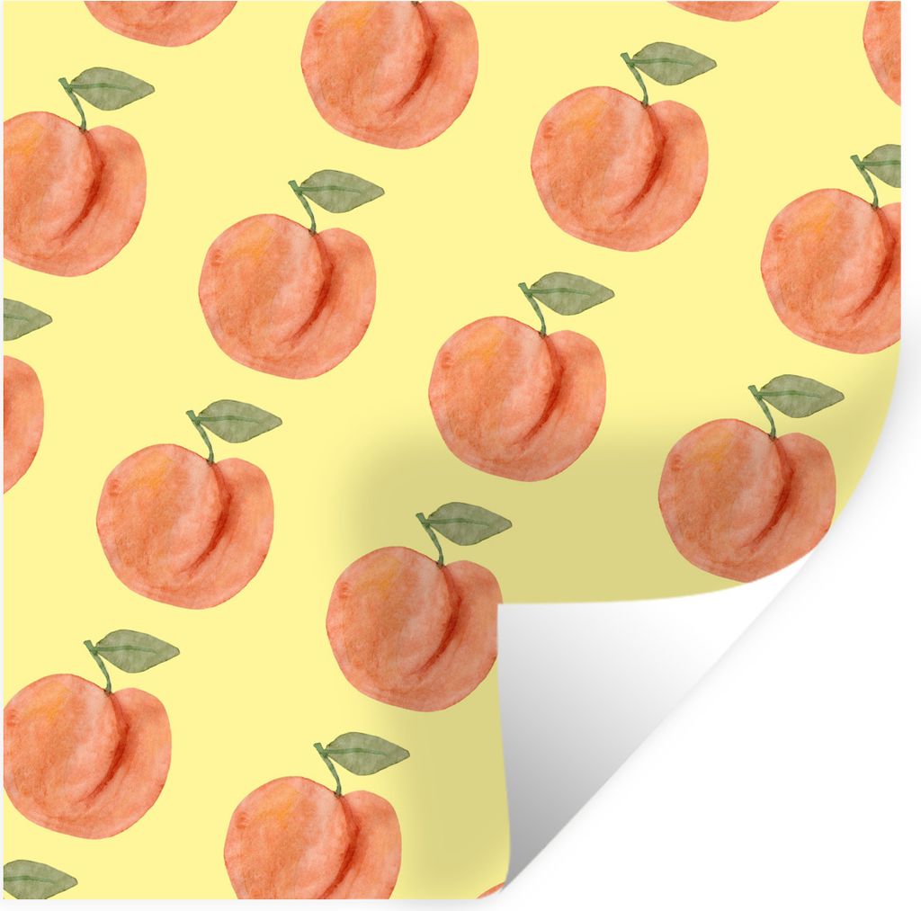 MuchoWow Wandtattoo Wandsticker Wandaufkleber Pfirsiche - Obst - Vorlagen 50x50 cm Selbstklebend und Repositionierbar - Selbstklebend - Fototapeten
