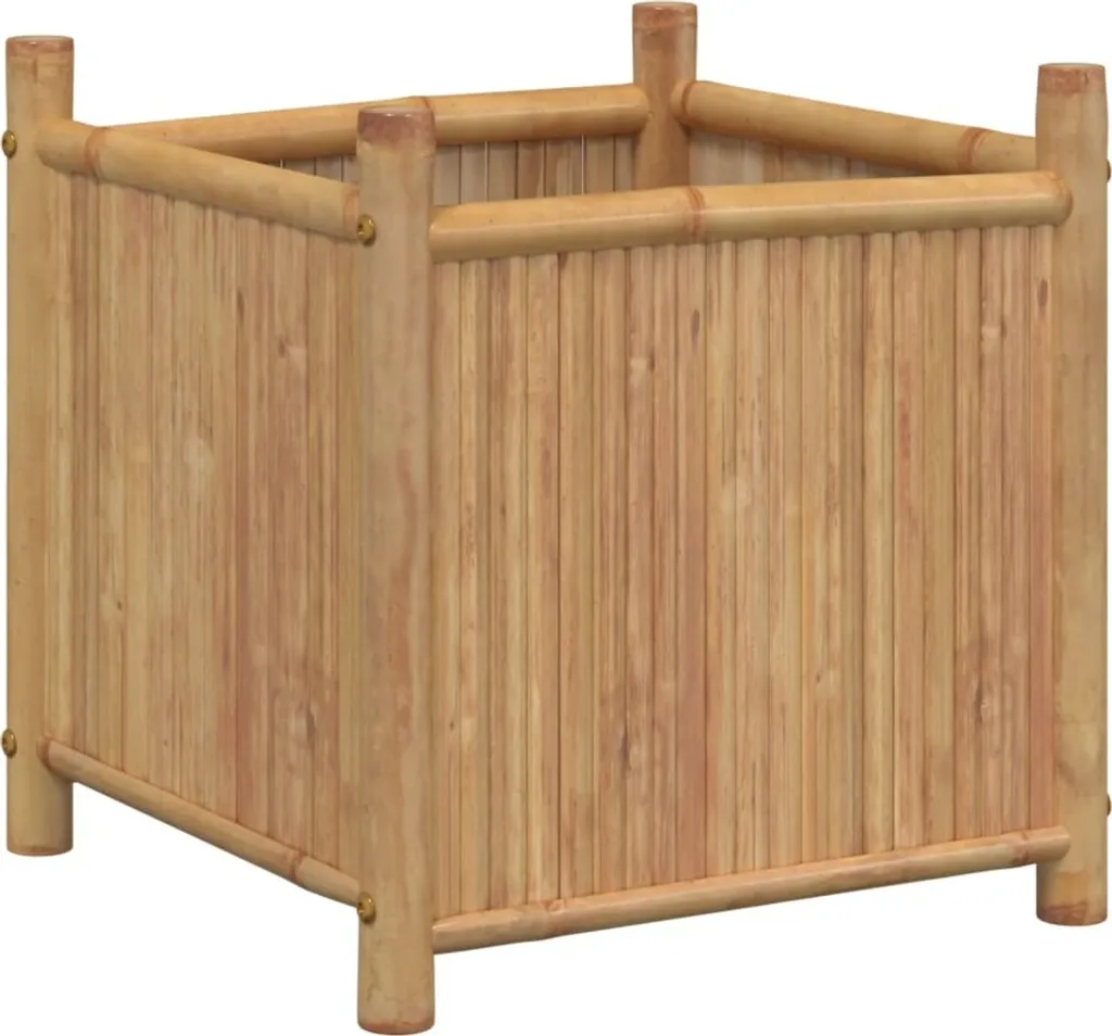 Bac à plantes 50x50x50 cm en bambou naturel - Jardinière cubique robuste