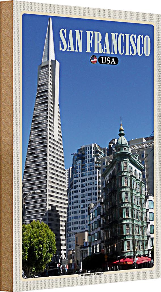 Holzschild Reise 20x30cm San Francisco USA Transamerica Pyramid