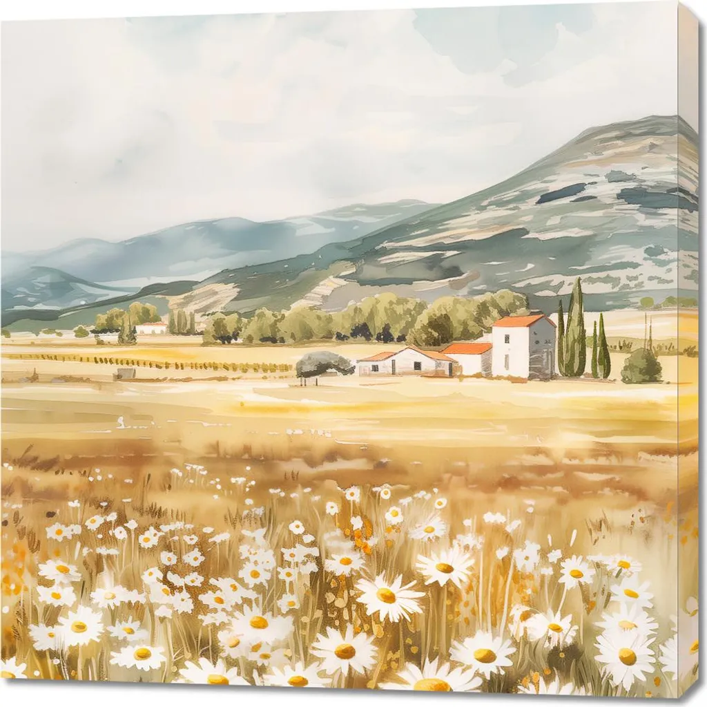 Tableau Champêtre 90x90 cm Finition Premium Journée à la Campagne