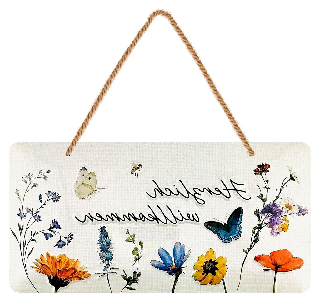 Retro Blechschild Schild - willkommen Deko Garten, Schild für Haustür und Eingangstür mit Spruch - Willkommensschild als Türdeko mit Jutekordel...