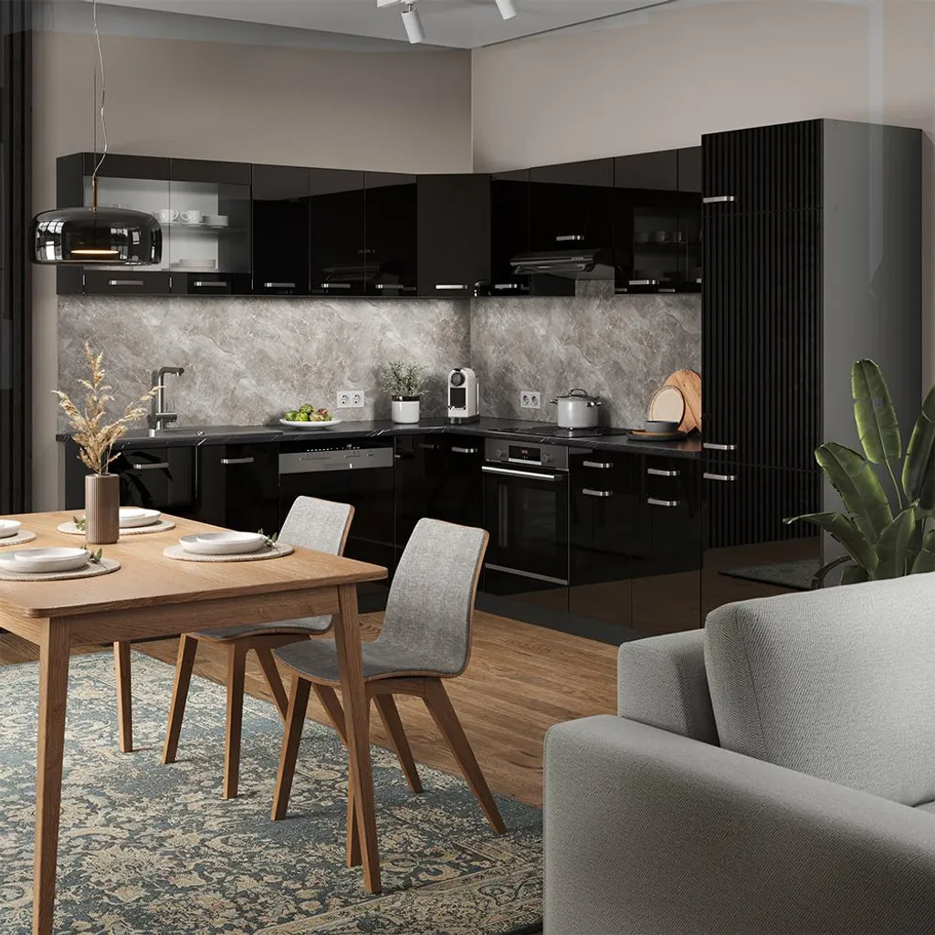 Panneau de finition noir pour meuble micro-ondes encastré Vicco R-Line