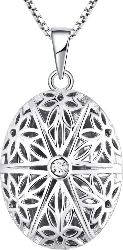 Médaillon Ovale FJ en Argent Massif et Zirconium Brillant pour Femme