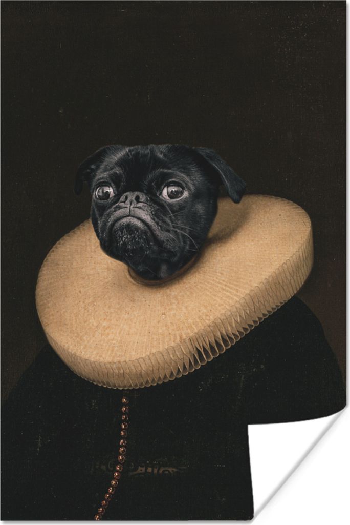 MuchoWow Poster Alte Meister - Ölgemälde - Hund 80x120 cm - Papierdruck