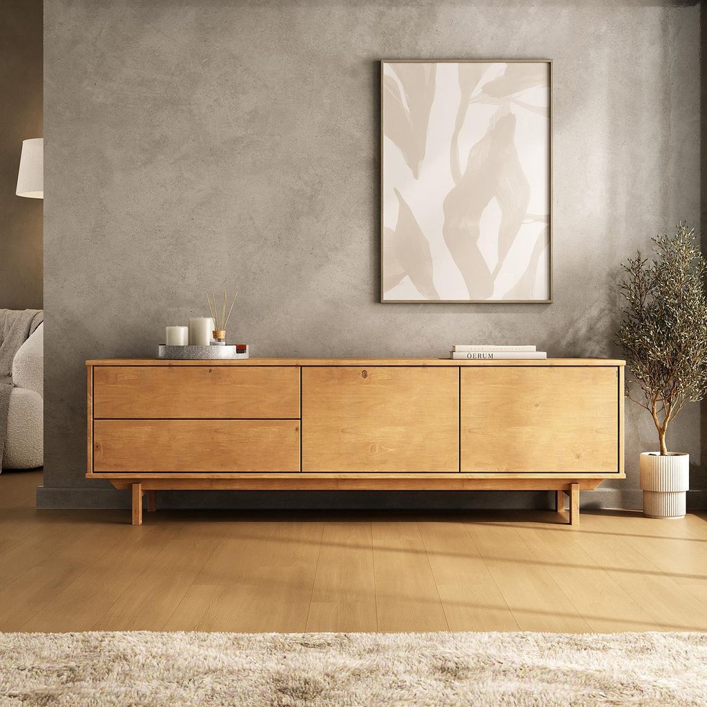 Lowboard LITA aus Massivholz 170 cm, Eiche Finish – TV Produktbild 