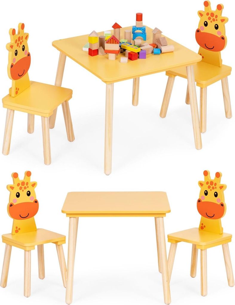 Kindertisch und 2 Stühle mit Giraffenmotiv