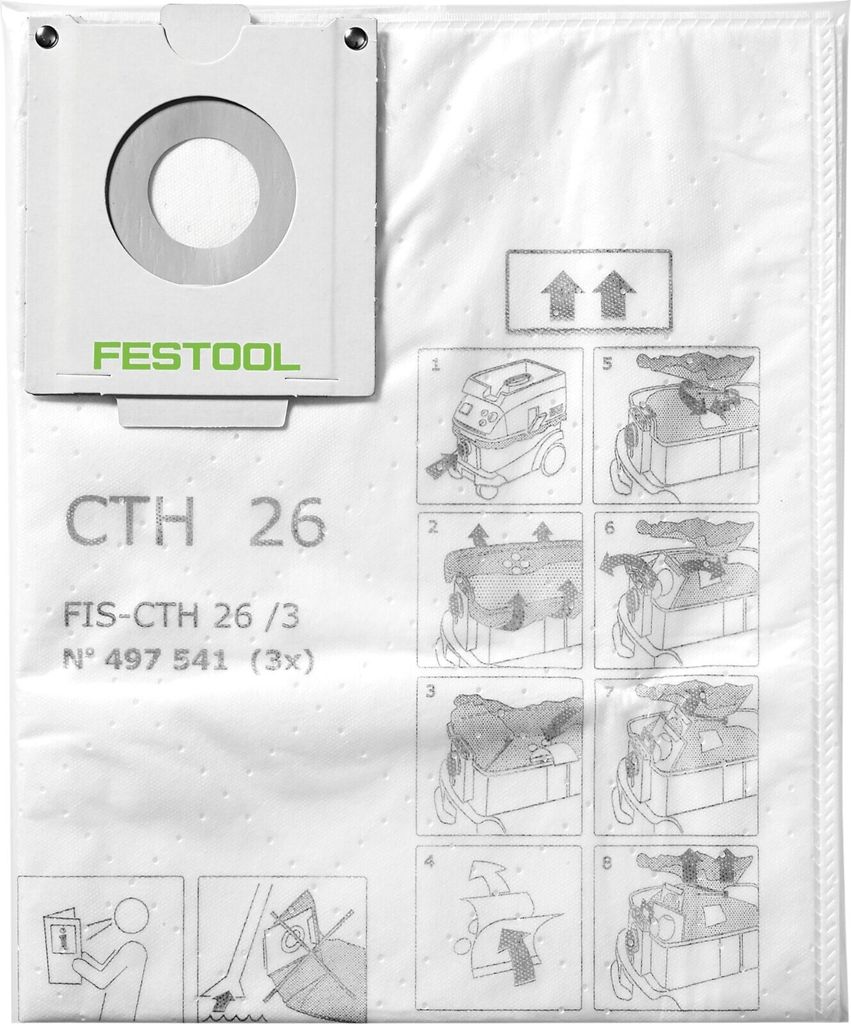 Festool FIS-CTH 48/3 Sicherheits Filtersack 6 Stk. Staubklasse H ( 2x 497542 ) für Absaugmobil CTH 48