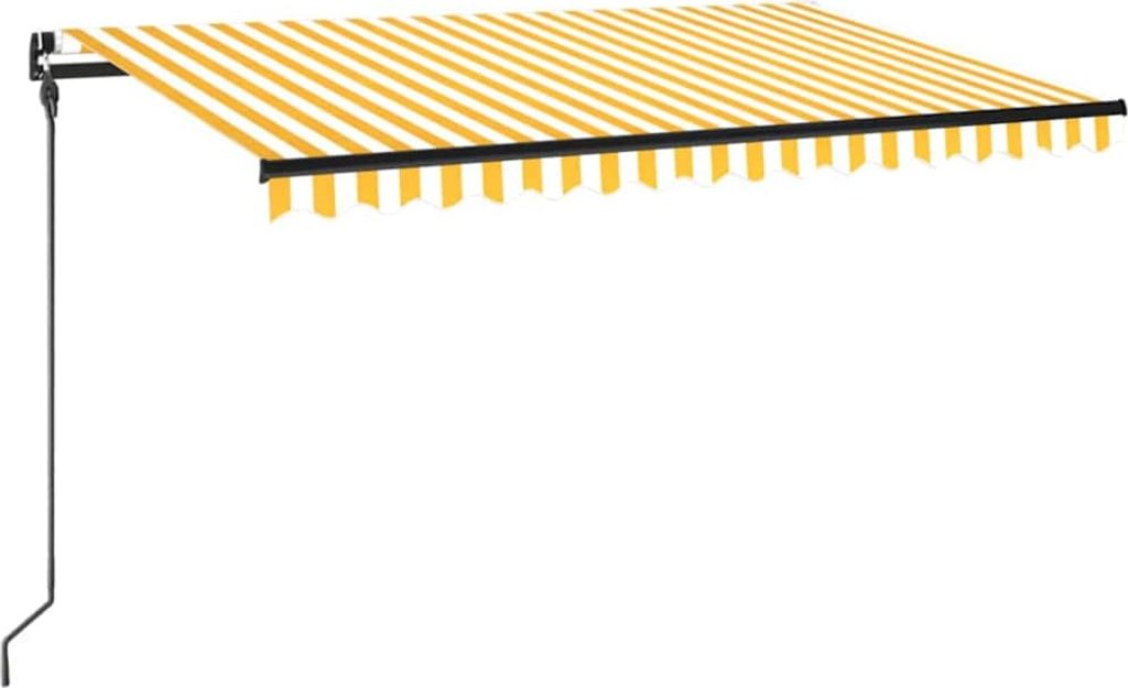 vidaXL Markise Manuell Einziehbar mit LED 450x300 cm Gelb und Weiß