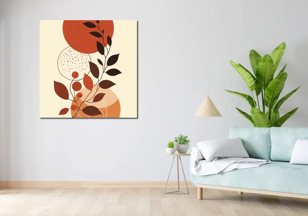 Quadro Boho Moderno 100x100 cm per Soggiorno | Palette Tonalità Calde - 2