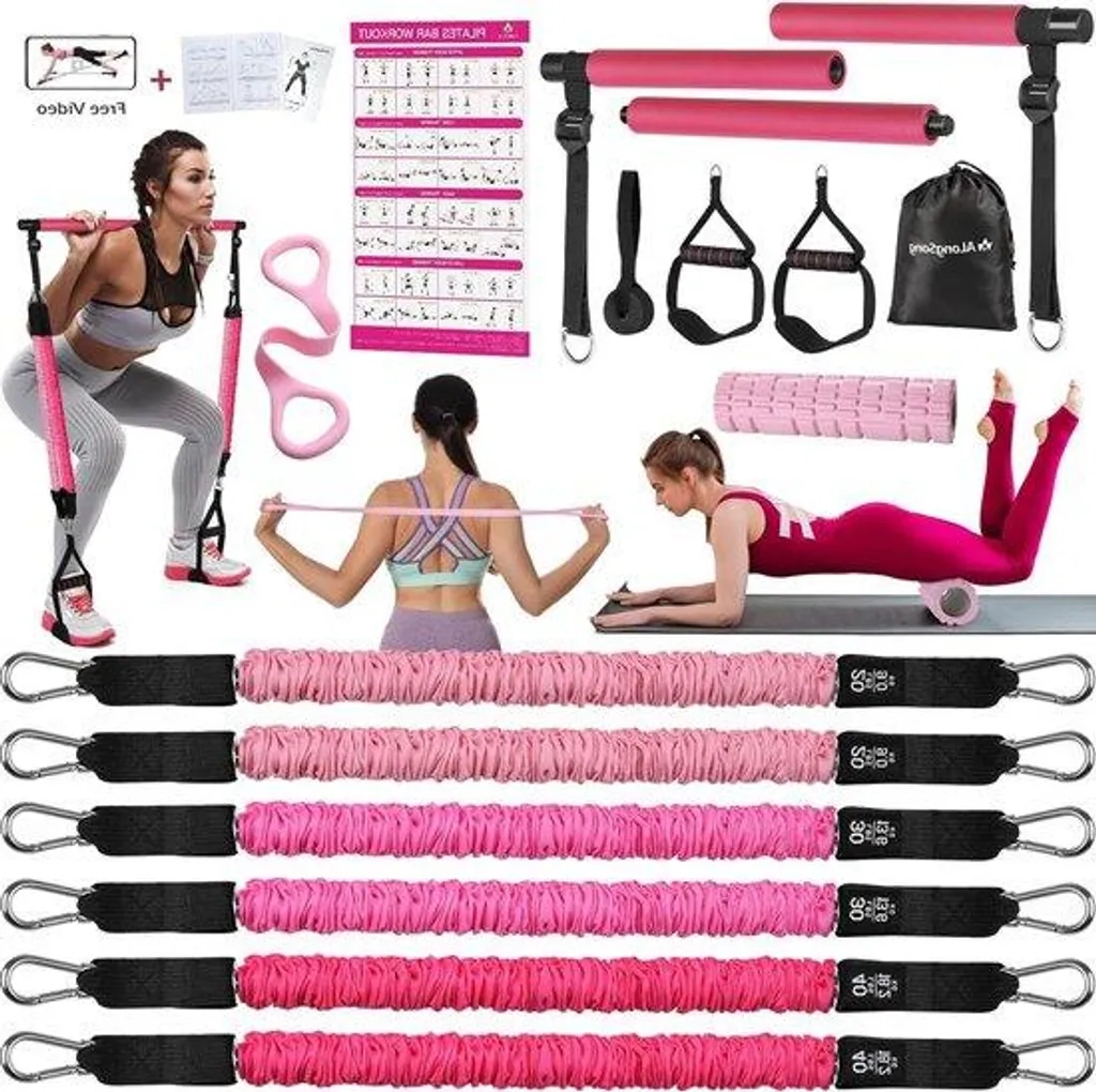 Kit Fitness Pilates Ivoire 3 Sections - Bandes Latex Haute Tension