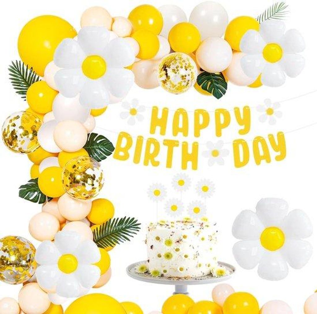 Blumen Ballonenset – Weiße & Apricot – Dekoration für Geburtstag, Babyshower und Hochzeit