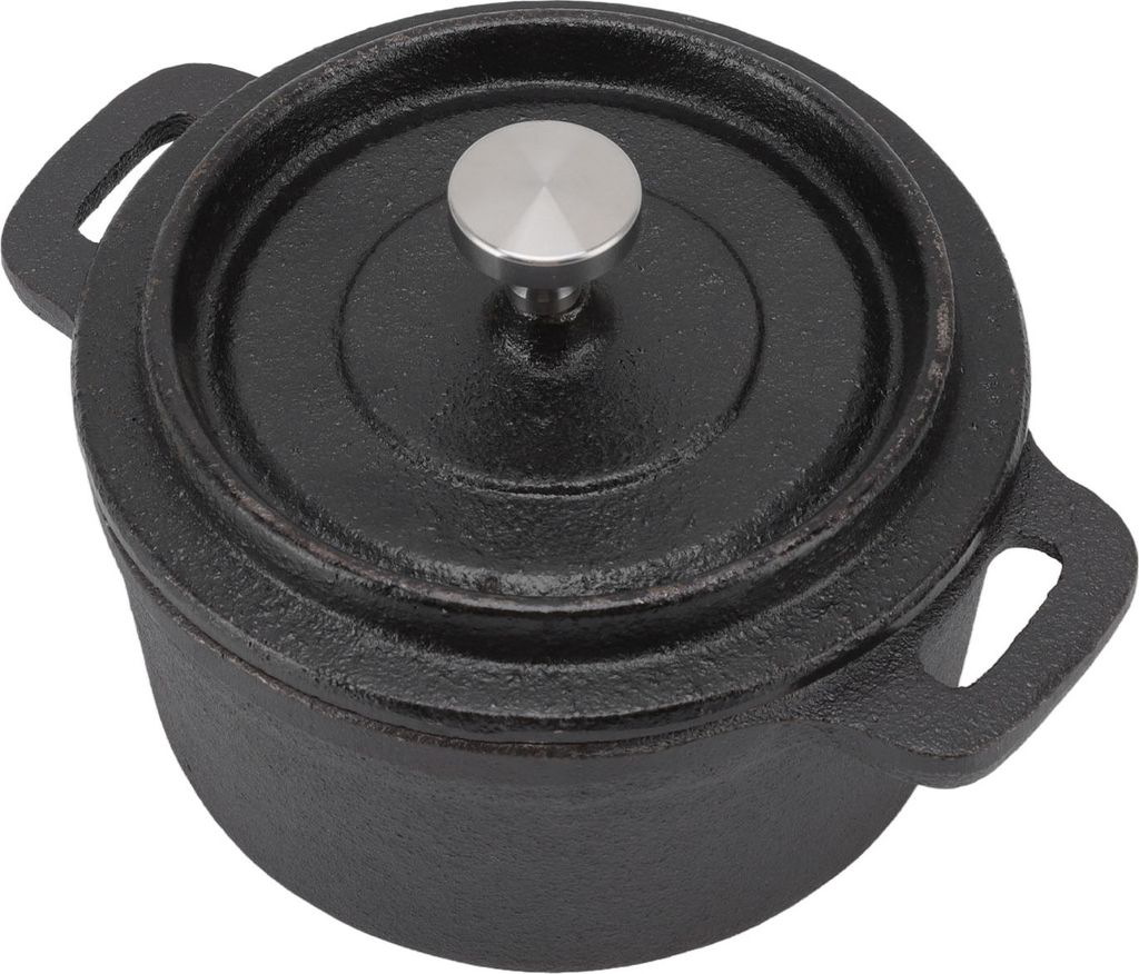 Dutch Oven Double Traditional Style verdickt Ergonomischer Griff Isolierung Gusseisen Kochtopf mit Deckel Durchmesser 10CM