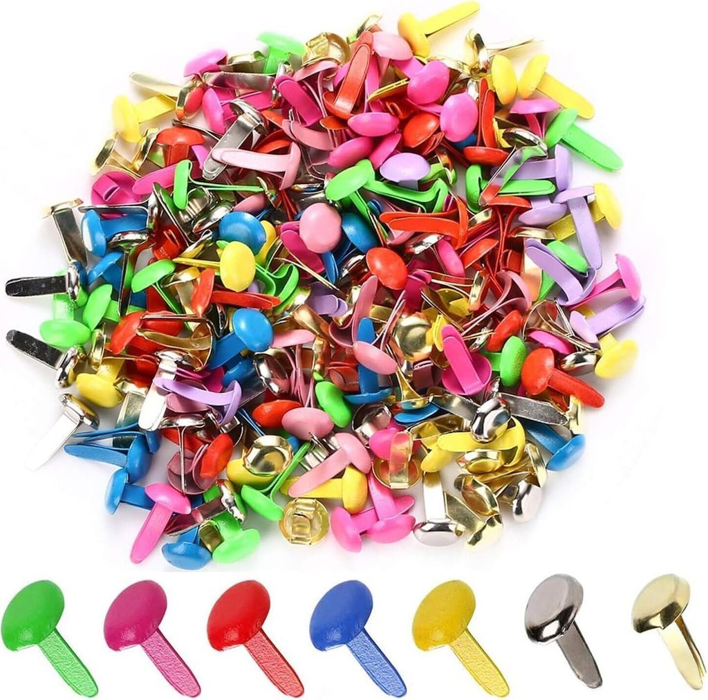 100 Stück Mini-Brads, Metall-Brad-Verschlüsse, Splintstifte, Pastell M, für Crapbooking, runde Scrapbooking-Brads, mehrfarbige runde Brads für ...