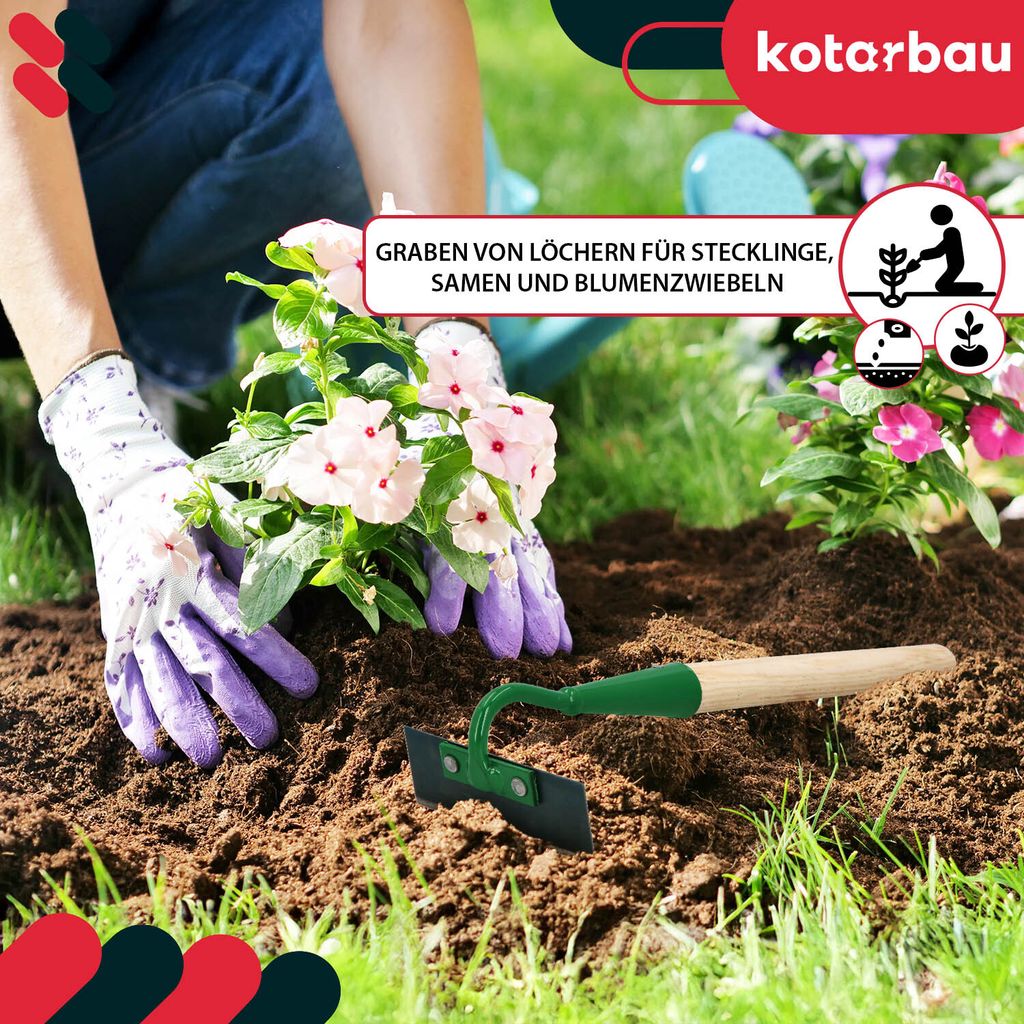 KOTARBAU® Zappa Da Giardino Semicircolare, 220 X 110 Mm, Con Manico 119 Cm, Zappa Da Giardino Per Trapianti, Diserbo, Cura Del Giardino - 5