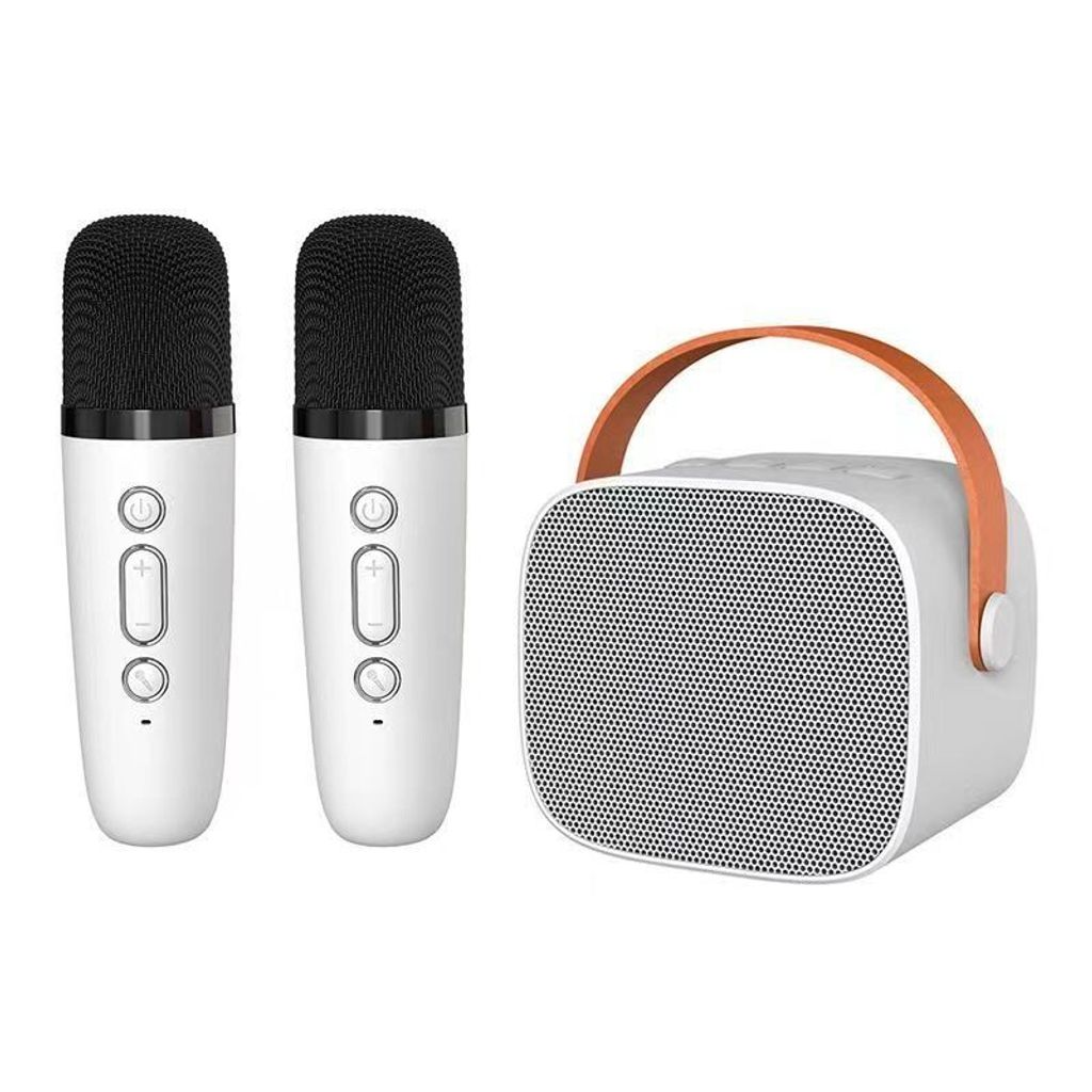 Mini-Karaoke-Maschine, lustiges Spielzeug Weihnachten Geburtstag Geschenke für Kinder Alter 4-12 Mädchen, Jungen, Erwachsene (Pink 2 Mics) Weiß