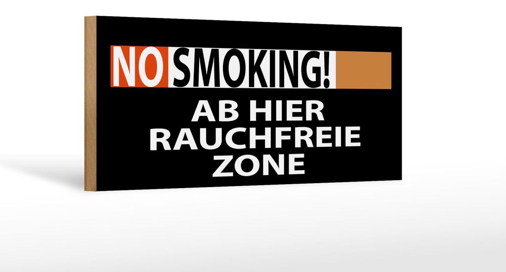 Holzschild Hinweis 27x10cm No Smoking Rauchfreie Zone