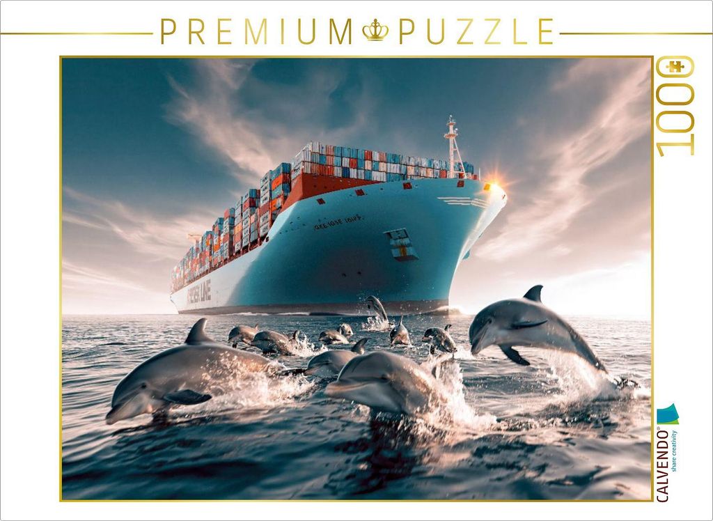 CALVENDO Puzzle Delphinen-Geleit | 1000 Teile Lege-Größe 64x48cm Foto-Puzzle für glückliche Stunden