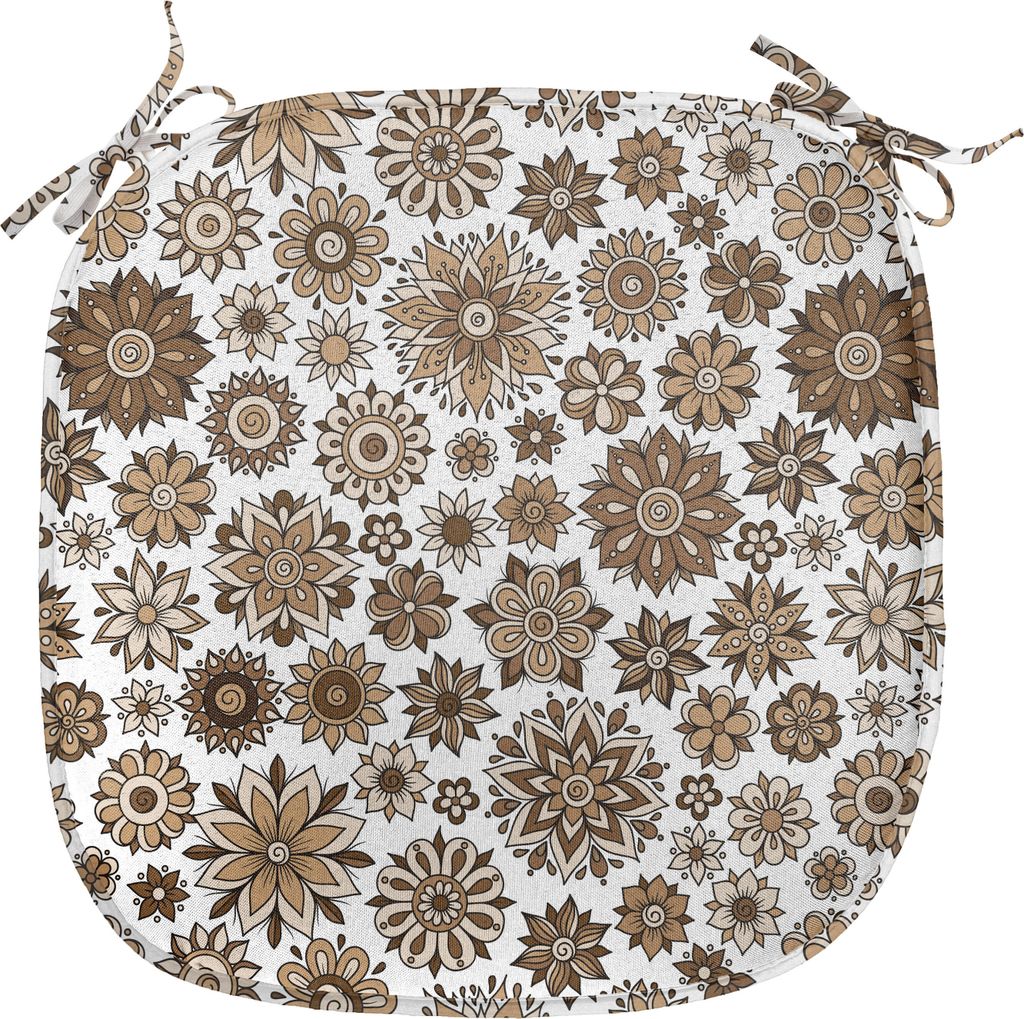 ABAKUHAUS Garten Polster für Esszimmerstühle, Romantischer Weinlese-Curly, Dekoratives wasserfestes Kissen mit Riemen für Küchensitze, 40 cm x ...