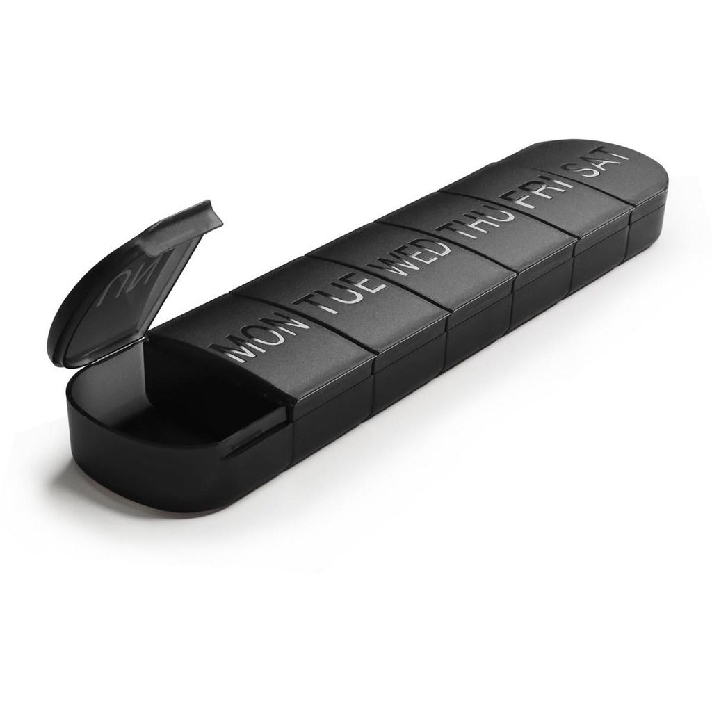 Minicee Pillendose 7 Tage mit Tagesfächern, Medikamentenbox Schwarz