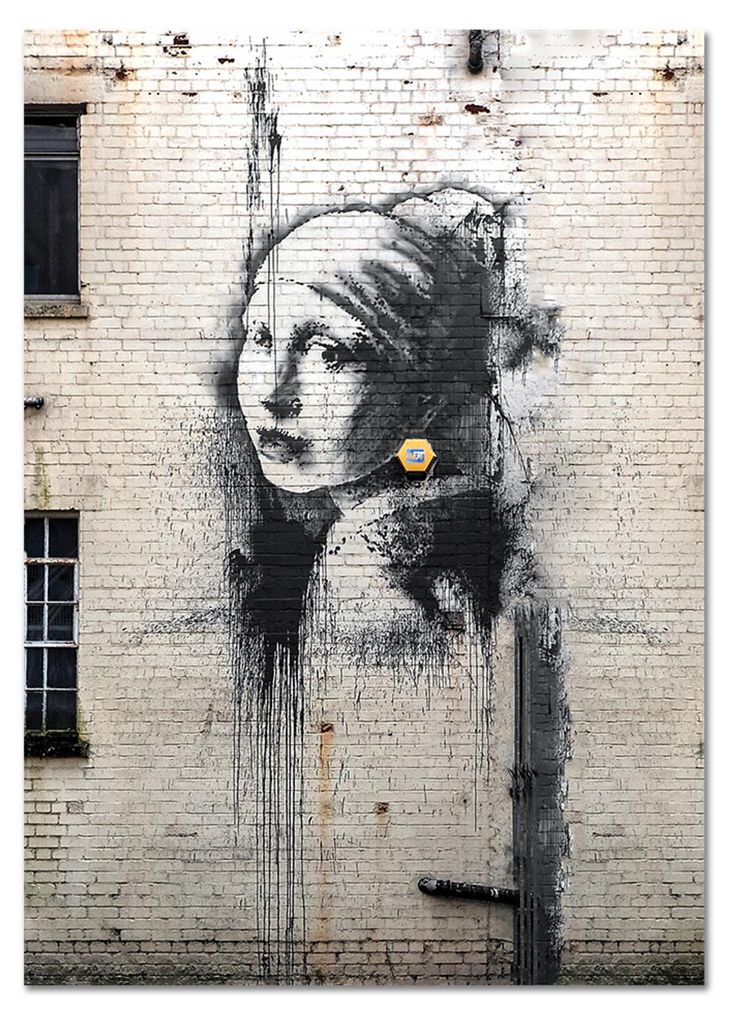 Giallobus - Das Mädchen mit dem Perlenohrring - Banksy - 50L x 70W cm - Bild - Acrylglas