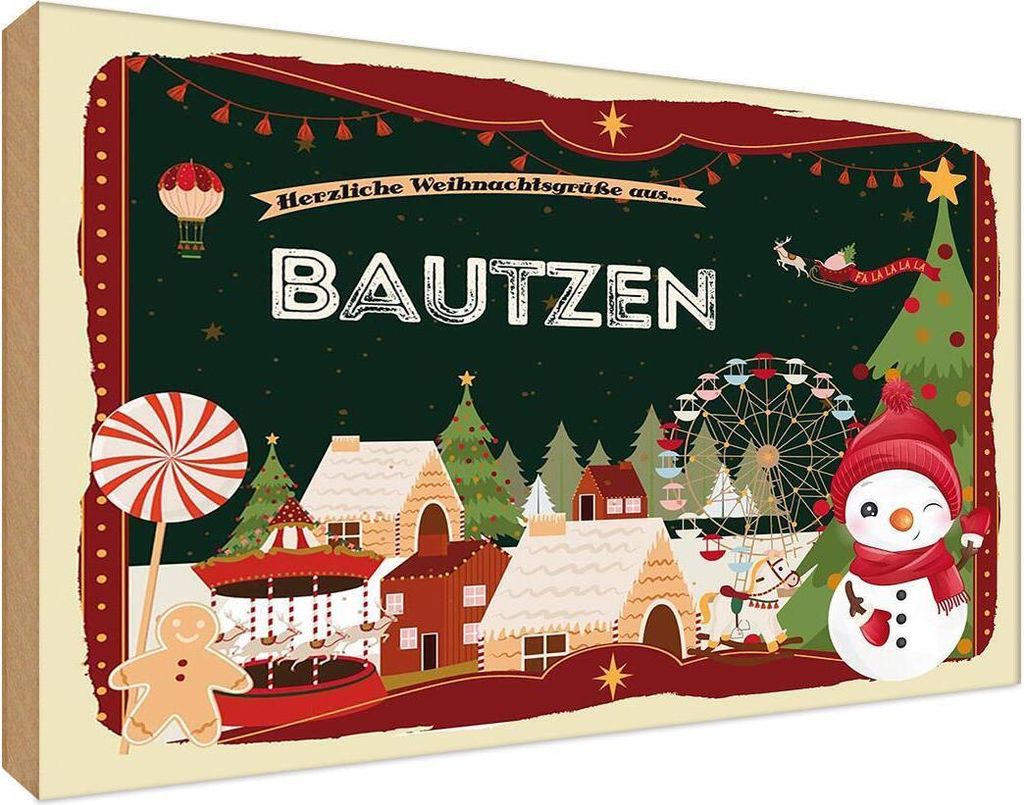 vianmo Holzschild 12x18 cm Weihnachten aus BAUTZEN