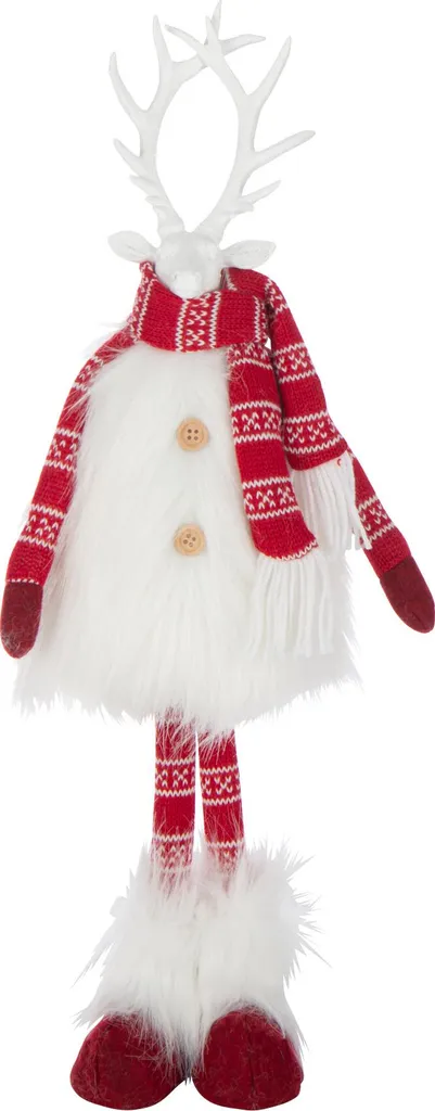Cerf Noël Fourrure Blanc J-Line : Décoration Douce non Fragile
