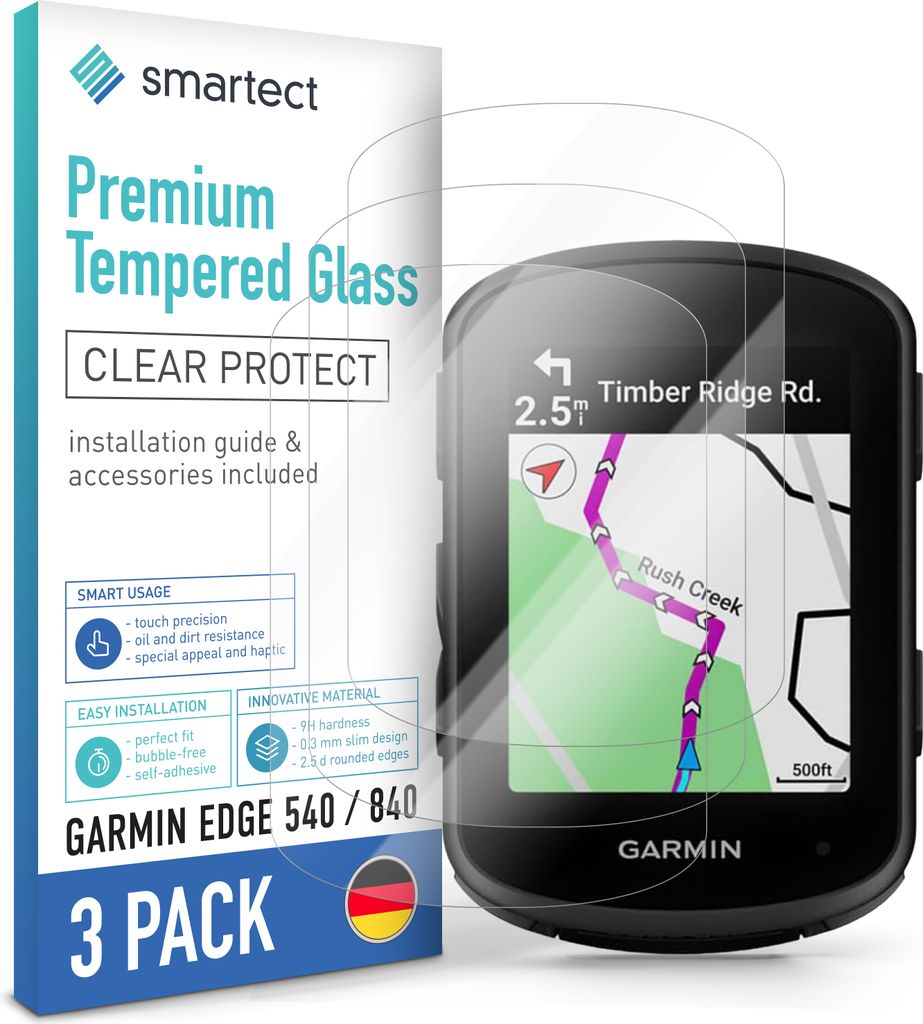 3x Schutzglas Panzerfolie für Garmin Edge 840 / 840 Solar / 540 Displayschutz