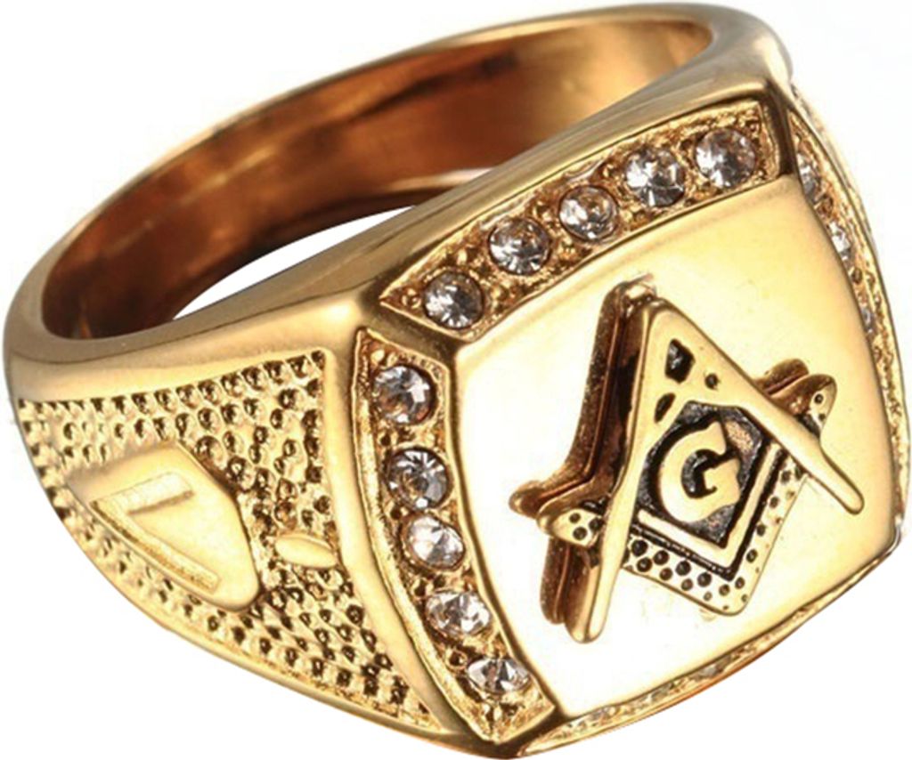 Mode Männer Freimaurer Symbol Strass Charme Ring Luxus Finger Schmuck Geschenk