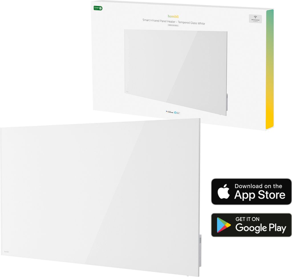 Hombli Hombli Intelligenter Infrarot-Panelheizkörper - 600 Watt - Smart App - Eingebautes Thermostat - 18m² - Wandmontage - Weiß