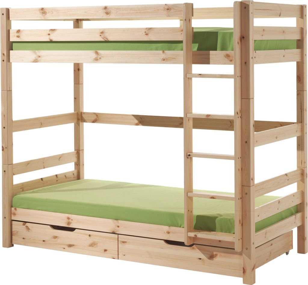 FURNLUX Bunk Bed Pino Beige 90x200cm / Hauptfarbe: Beige / Abmessungen: 106 x 210 x 182 cm