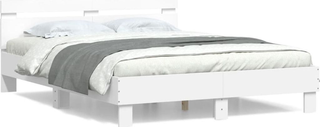 Maison Exclusive - Bettgestell mit Kopfteil Weiß 150x200 cm Holzwerkstoff