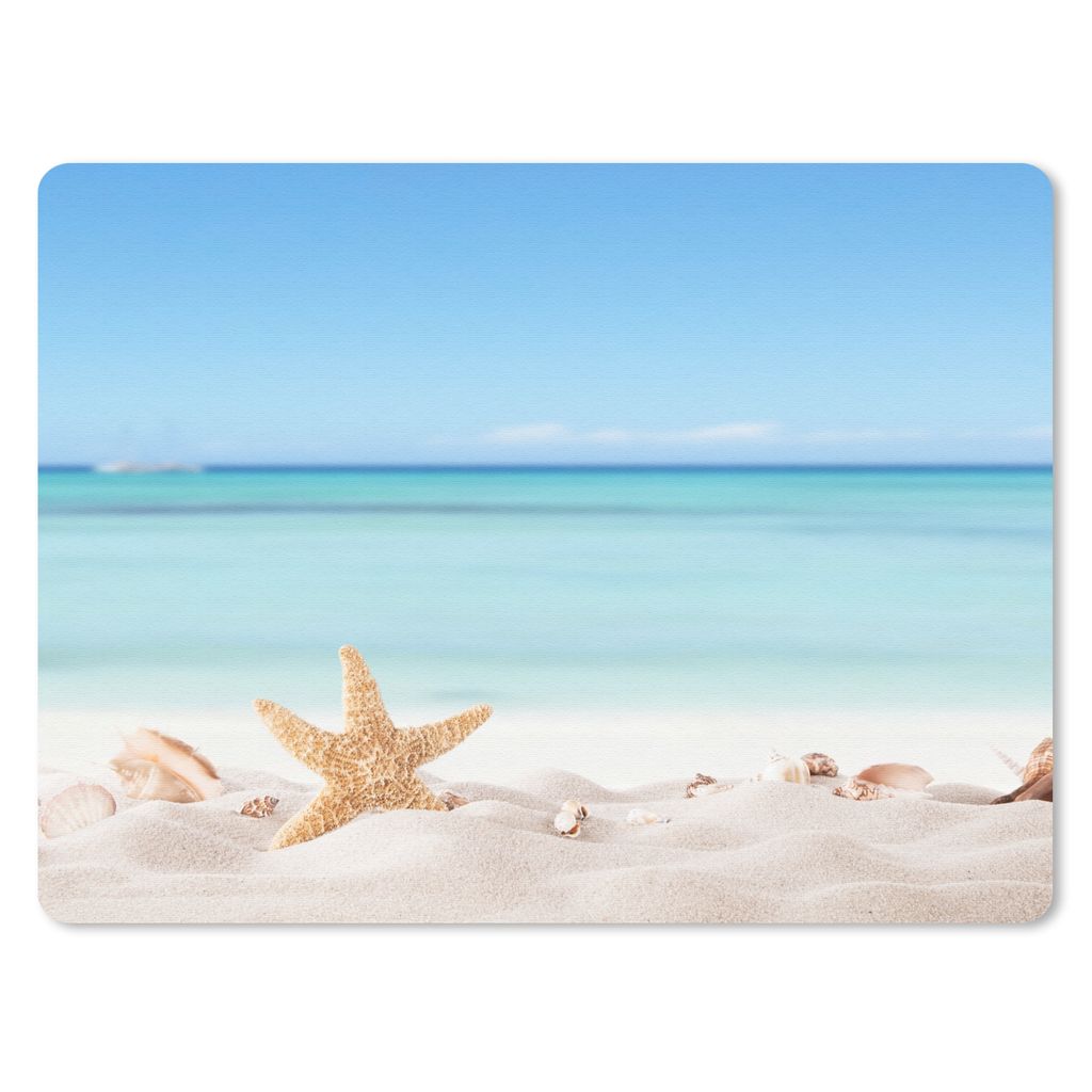 MuchoWow Mauspad Mousepad Strand - Meer - Muscheln - Seesterne 23x19 cm - Mousepads - Maus Mat - Pad - Mausunterlage - Schreibtischunterlage - Ma...