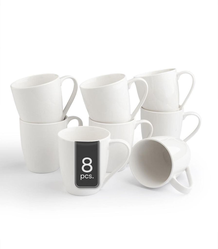 Kaffeetassen - Weiß - Bone China - 360 ml - 8er Set