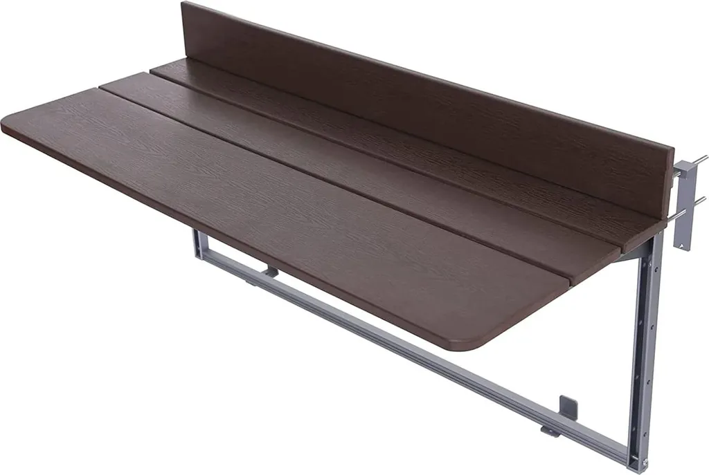 Table suspendue de balcon en alu réglable pour garde-corps 60x37 cm