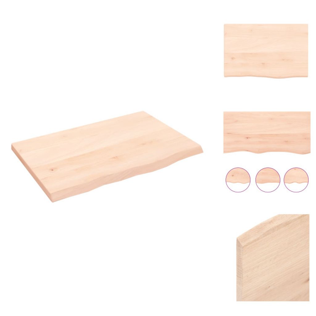 vidaXL Półka ścienna 60x40x2 cm z litego drewna dębowego Zdjęcie produktu 