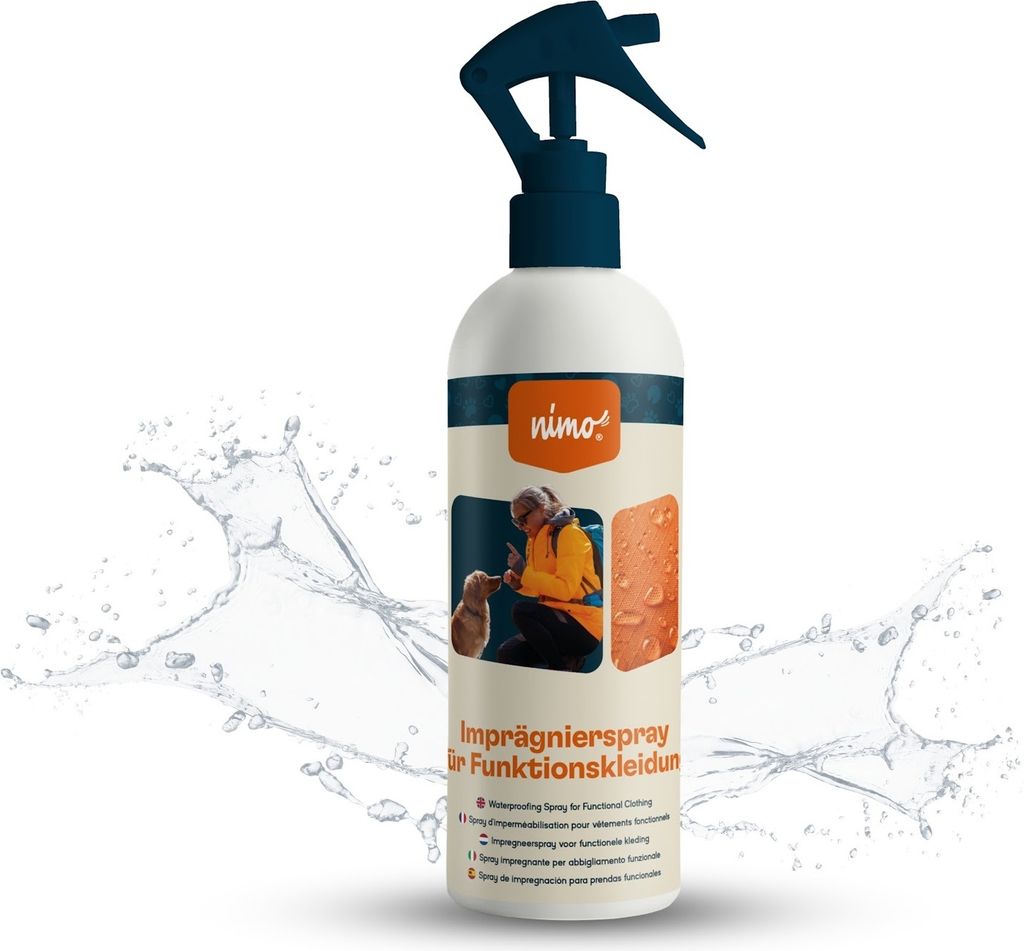 nimo Imprägnierspray für Funktionskleidung | Spray Imprägnierung gegen Regen & Schmutz | wasserabweisende Outdoor Kleidung | Regenschutz für ...