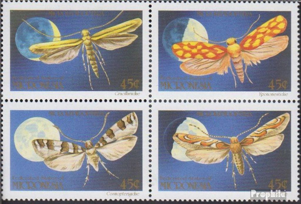 Briefmarken Mikronesien 1990 Mi 199-202 Viererblock Produktbild 